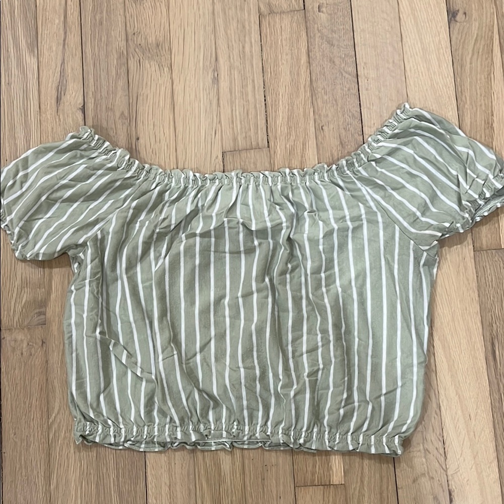 American Eagle Striped Off-Shoulder Cropped Top